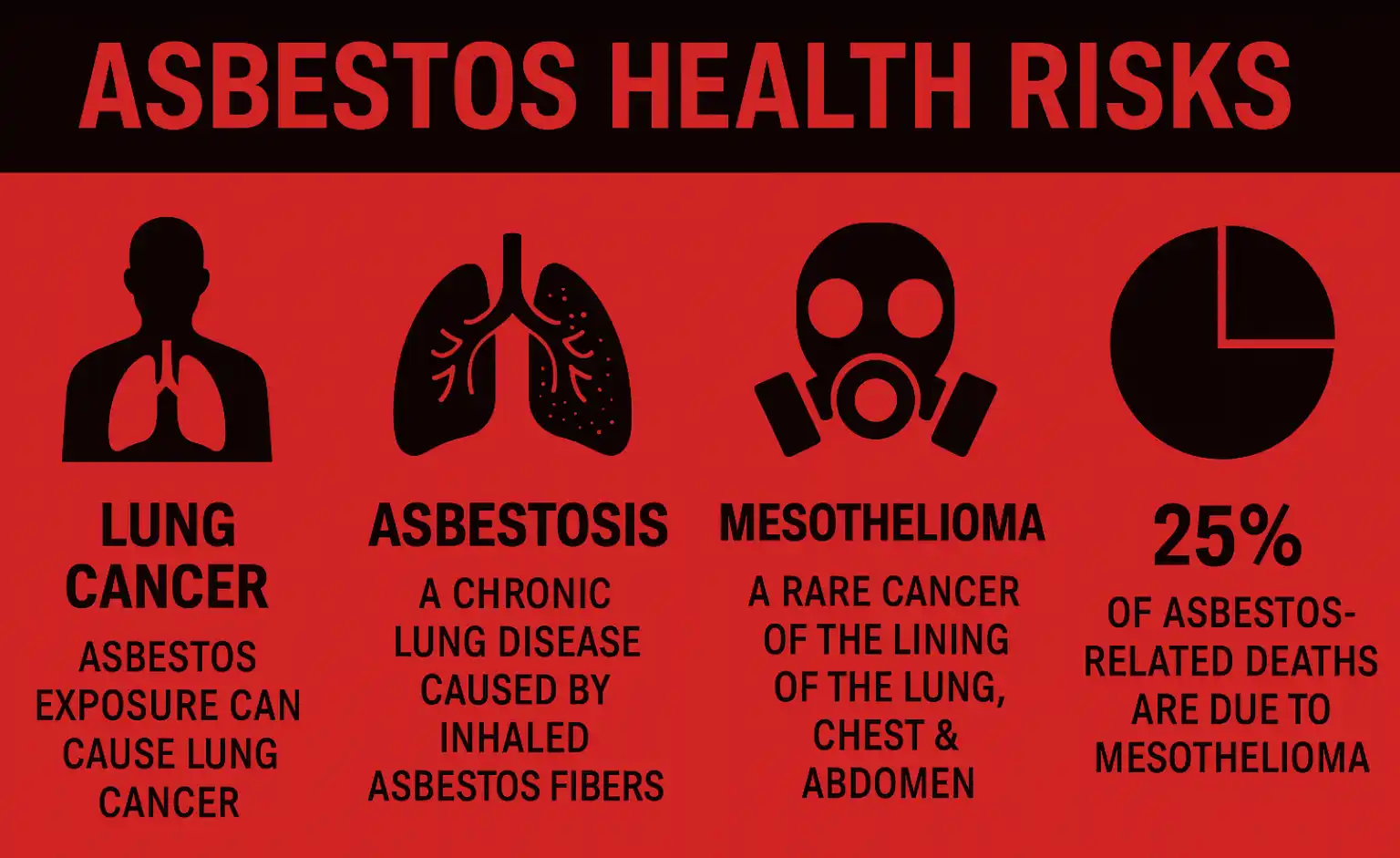 Health Risk Infographic showing asbestos health risks and statistics